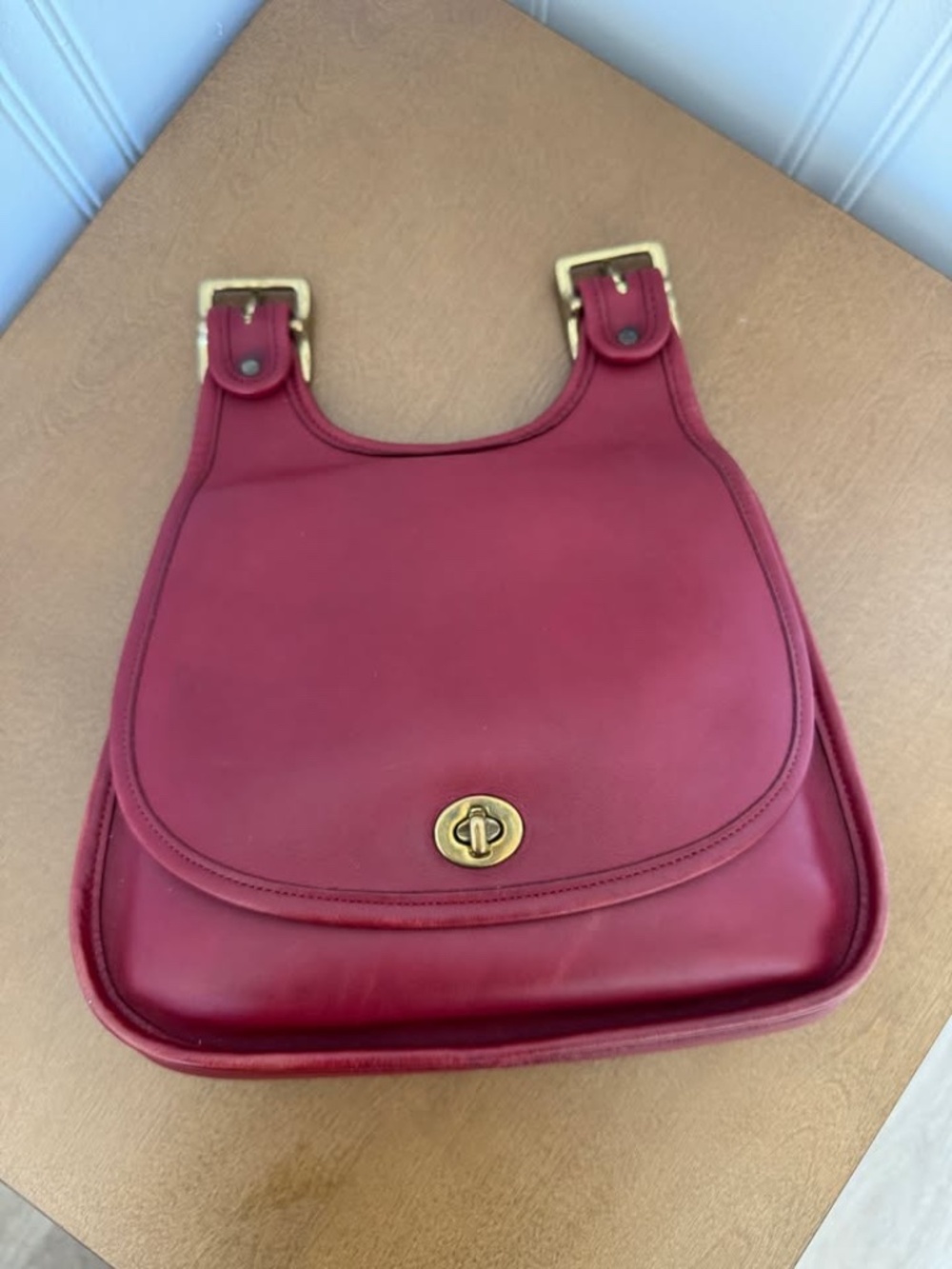 Coach Vintage Red Saddle Bag 9988 Brass Hardware